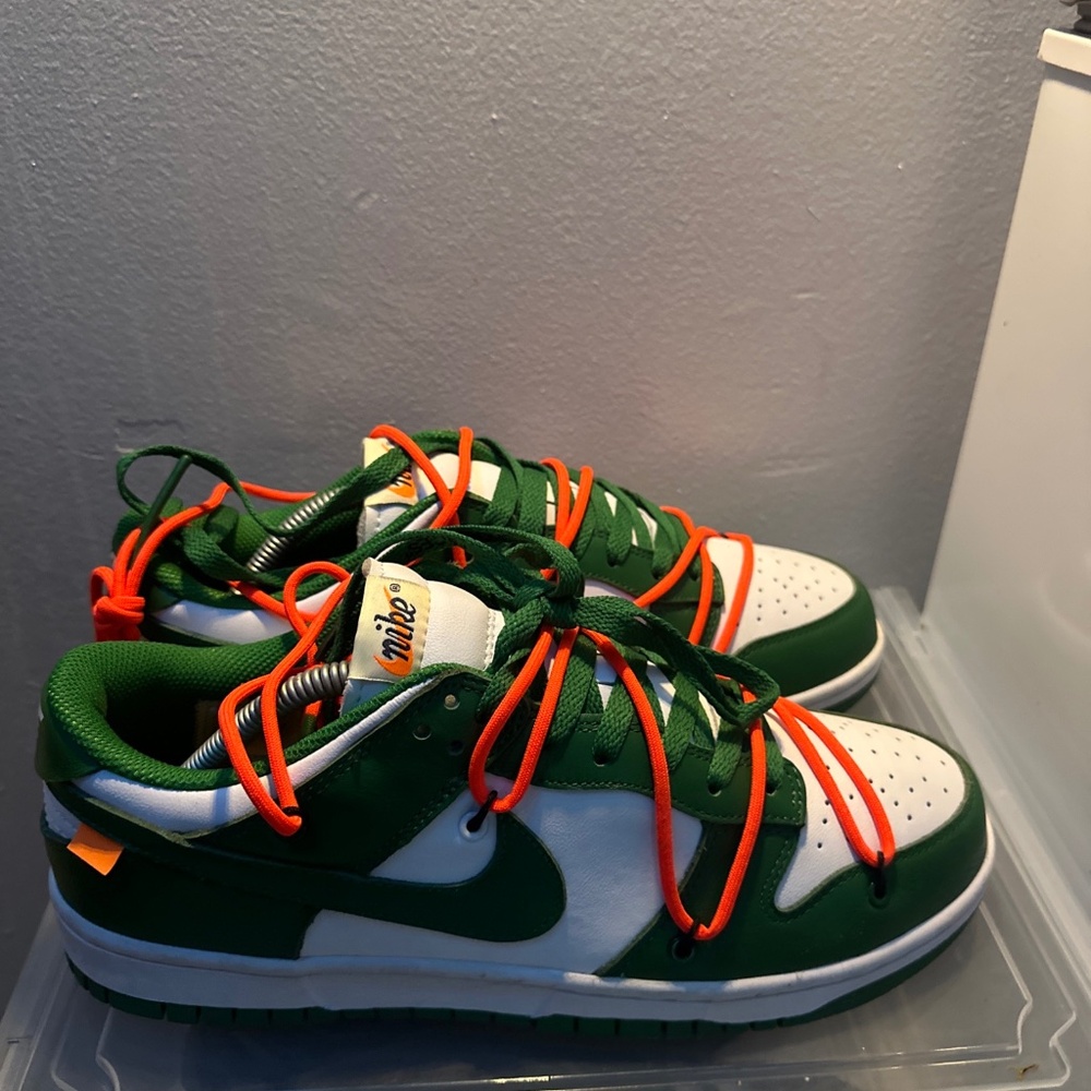 NIKE DUNK LOW X OFF-WHITE PINE GREEN SNEAKERS  US SIZE :9.5 UK SIZE : 8
